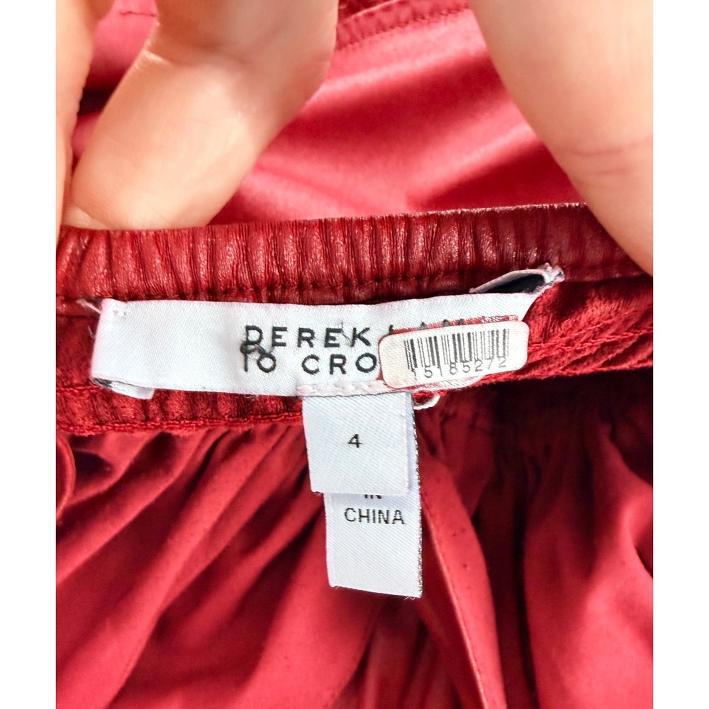 Derek Lam 10 Crosby Red Faux Leather Tiered Spaghetti Strap Maxi Dress Size 4 - Picture 5 of 10
